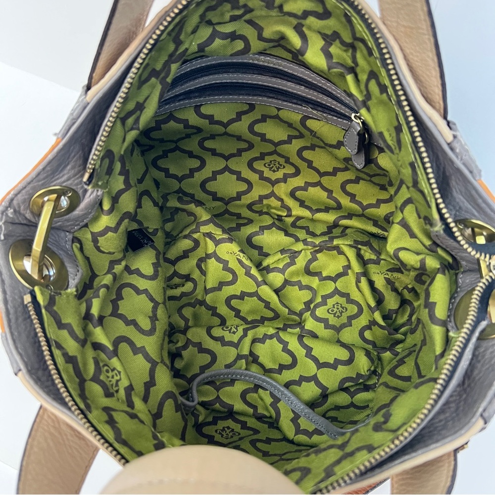 orYANY Bag Lian Color-block Pebbled Leather Shoulder Purse Satchel Zipper Detail - Picture 10 of 11